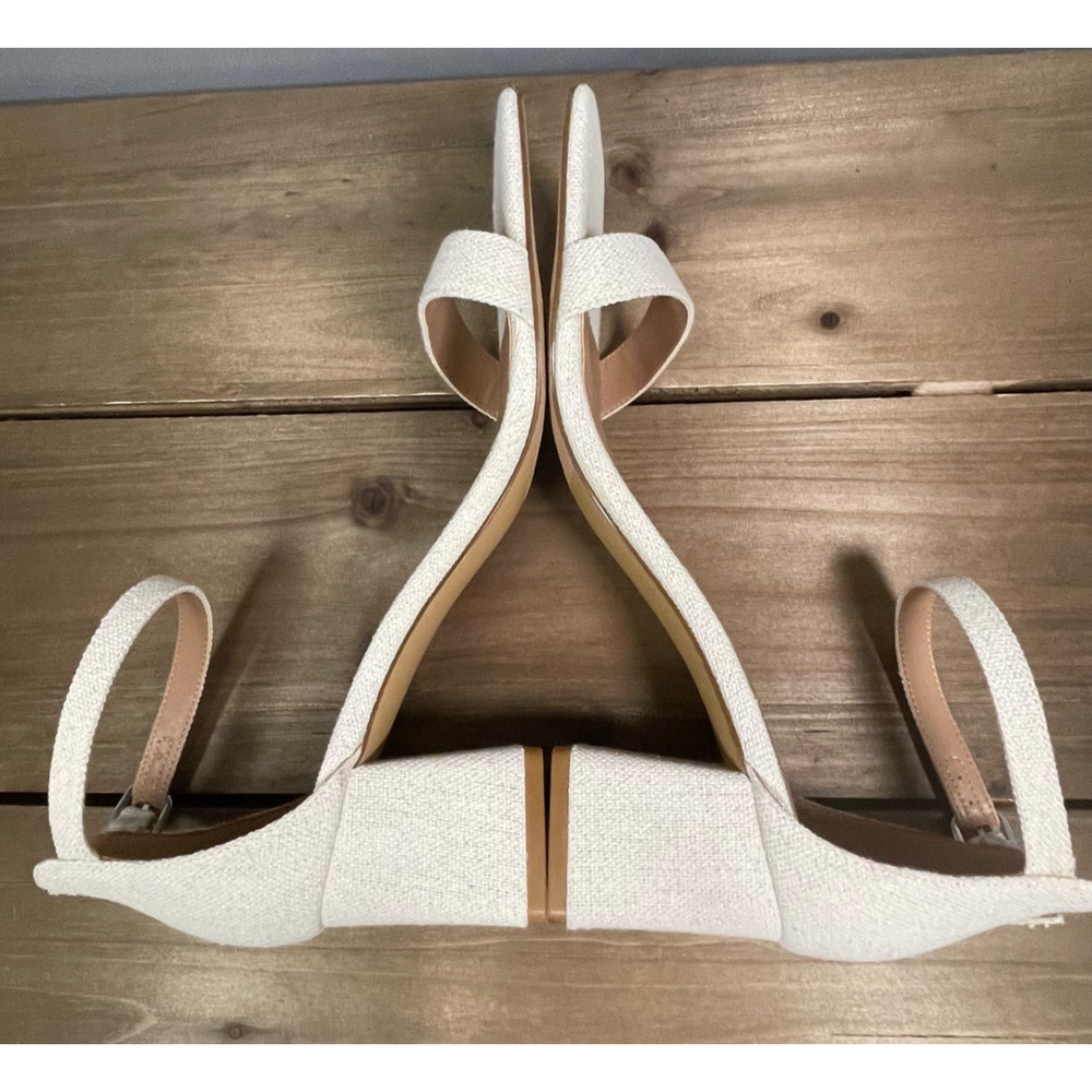Abound Women's Ankle Strap Sandals Size 9 Ivory White Fabric Square Toe Block - Picture 8 of 12